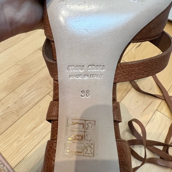 Miu Miu Tan Lace Up Sandals - Picture 7 of 7